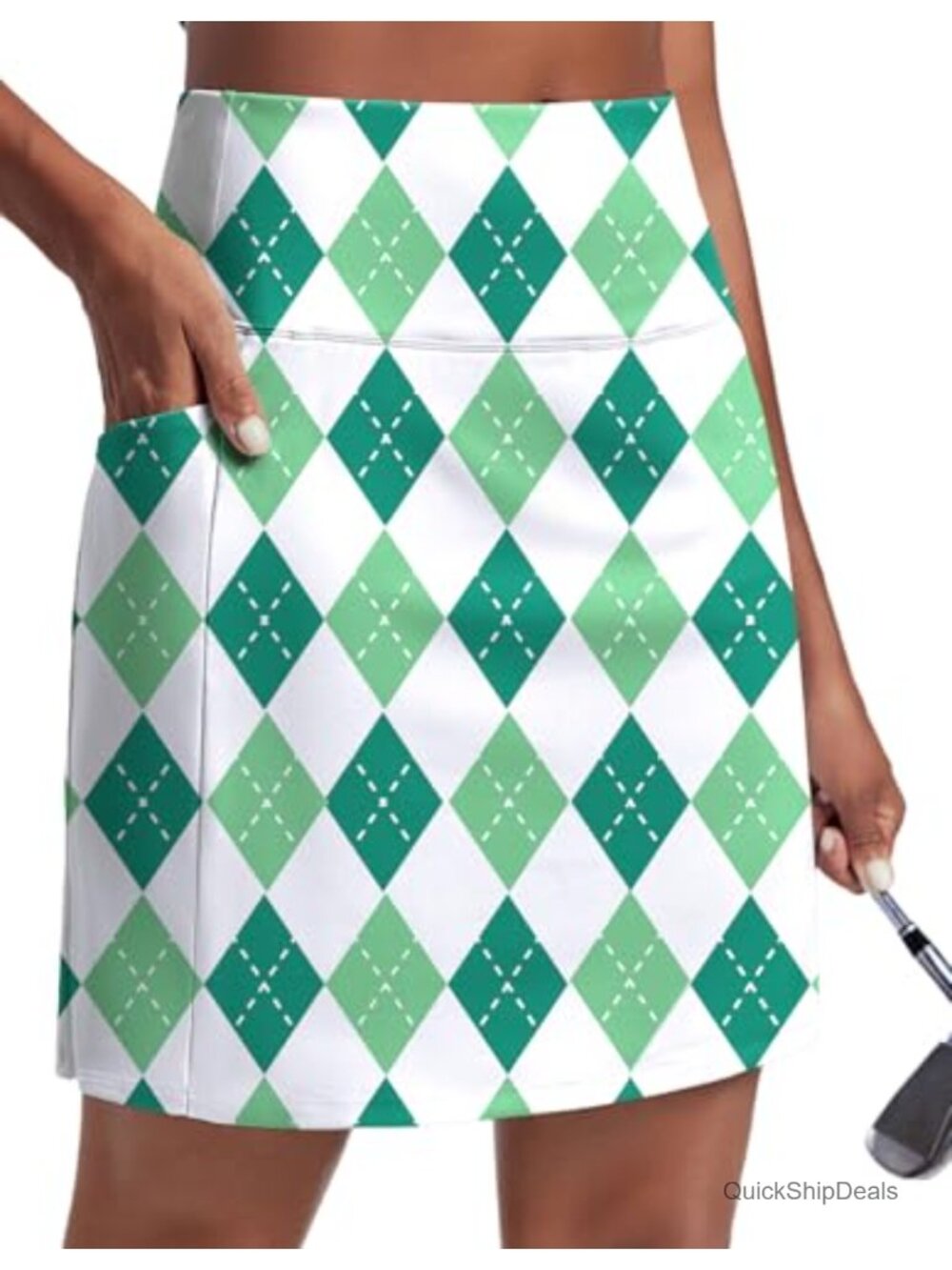 PINSPARK 19" Knee Length Skorts with Pockets UPF 50+ Golf Skirts